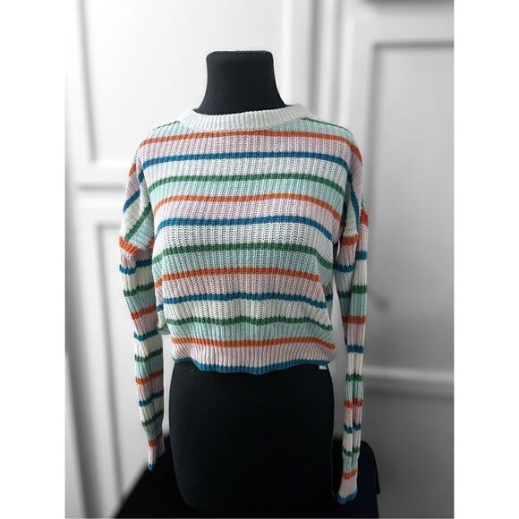 URBAN OUTFITTERS Andi Intarsia Knit Crew Neck Sweater 90s stripes size XS - Picture 2 of 12